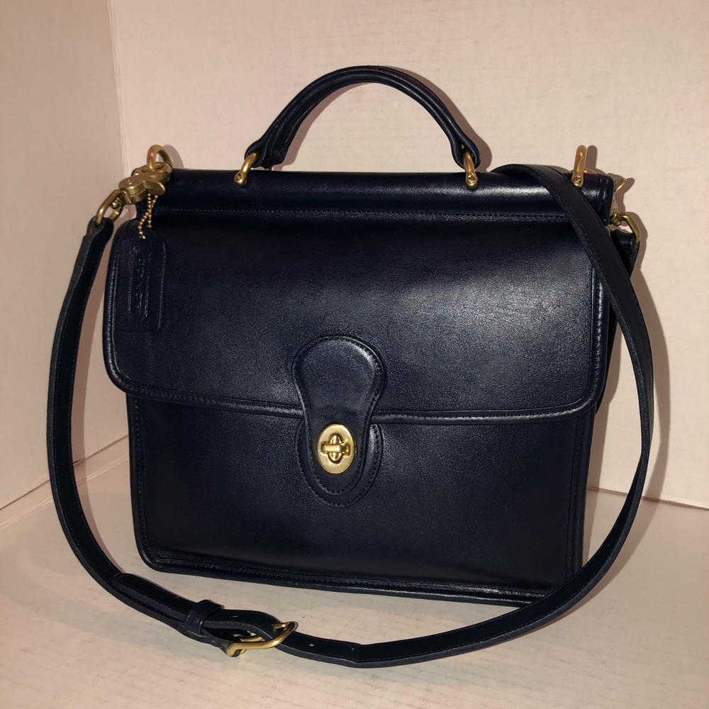 Coach Blue Crossbody Bag with Gold Accents